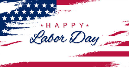 Labor Day poster template. US Labor Day celebration with American flag inscription and background. Sales promotion advertising poster or Banner for Labor Day