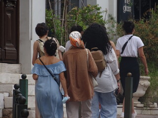 group of people in the city in Athens Greece September 2021