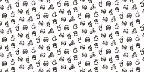 Fast Food icon pattern background for website or wrapping paper (Monotone version)