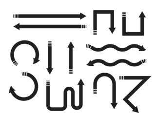 Set of Scribble arrow isolated on white background. black hand drawn arrows set icon