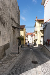 San Bartolomeo in Galdo (Benevento), Italy - August 29, 2021 South Italy: People walking in narrow...