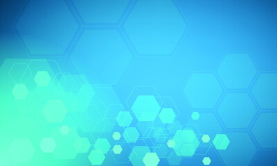 Technology of geometry background with line and fill hexagon surface. Blue geometric concept and honeycomb shape diagonal template for presentation wallpaper.