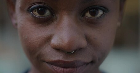 Portrait sad african american woman looking at camera