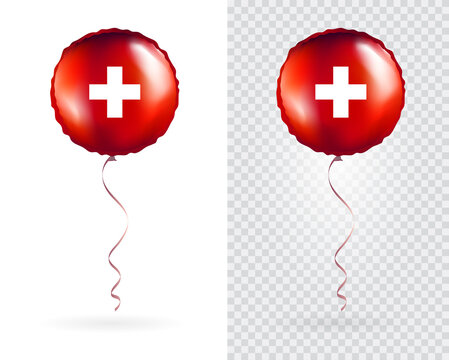 Foil Round Shaped Balloons in Vector as Switzerland Swiss National Flag