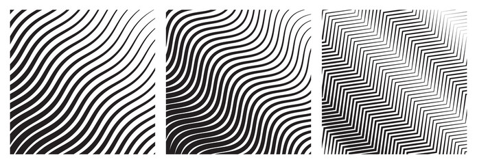 Set of Wave Oblique Smooth Lines Pattern in Vector