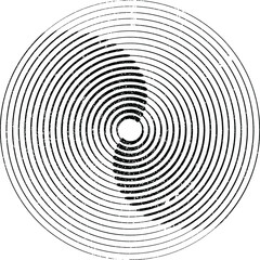 Grunge circle logo with speed lines. Unusual icon Design .Background texture with vector spiral stripes .Geometric shape.
