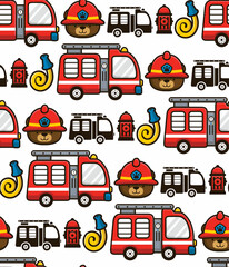 Seamless pattern vector of firefighter with firefighter elements