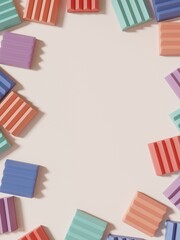 3D Rendering Minimal Geometric Puzzle or Jigsaw Blocks Product Display Background for Beauty or Fashionable Products. Multi Colors.