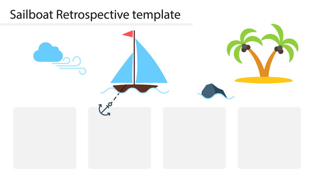 Sailboat retrorspective slide template. Clipart image