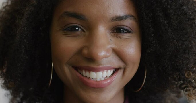 Portrait happy african american woman smiling