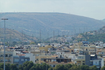 Power supply in Greece - View of district and housing developments in Heraklion Crete