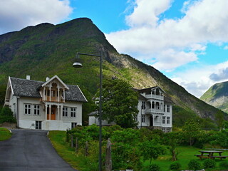 Fototapeta na wymiar Norway-view on the town Skjolden