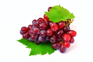 sweet red grapes isolated on white background