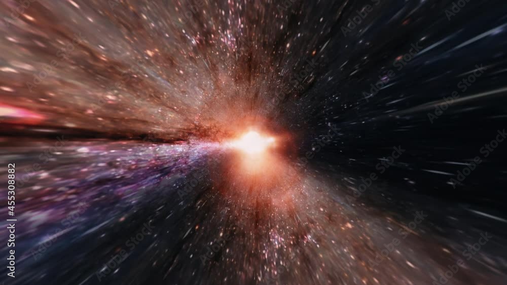 Aufkleber abstract hyperspace tunnel through space time vortex. 4k 3d loop sci-fi interstellar travel through 