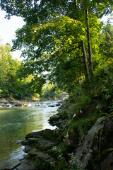 Probiy waterfall on Prut River, Yaremche, Ukraine.