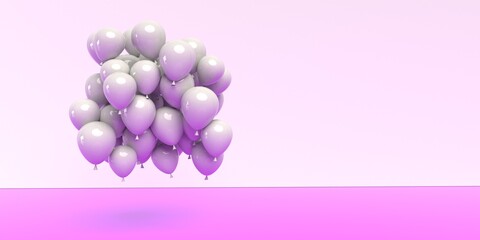 Floating balloons on a colored background - 3D