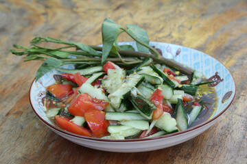 Thai traditional food, Cucumber spicy salad, Som tum.