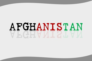 Afghanistan typography with reflection vector illustration.  