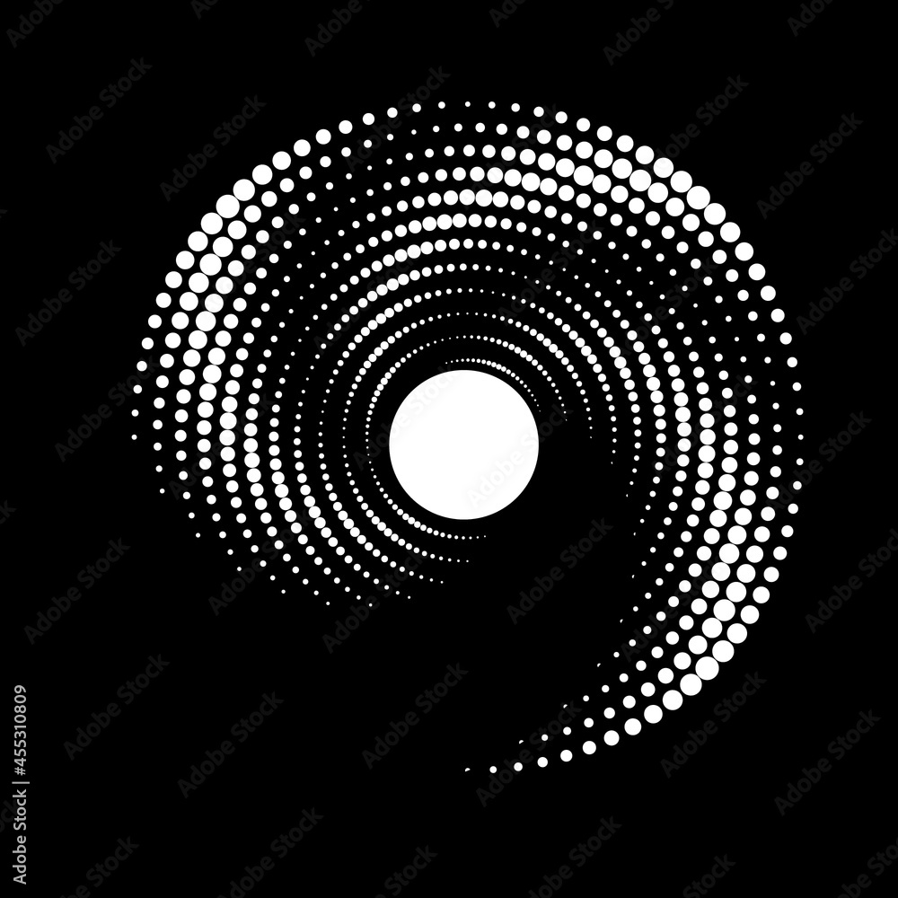 Poster halftone dots in circle form. round logo . vector dotted frame . design element