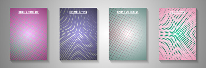 Random circle perforated halftone cover templates vector series. Medical brochure faded halftone