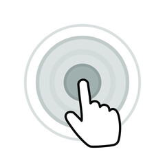 Hand clicking icon with background. Click pointer vector.