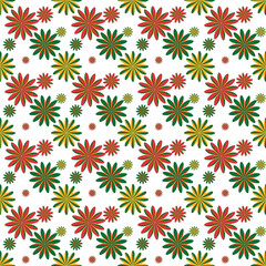 Seamless abstract graphic of very size of  flower with small lobed petals and has a color wheel inside in diagonal pattern. Vector design creative for fabric, wrapping, textile, wallpaper, apparel.