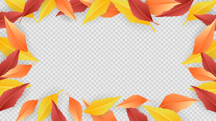Autumn with leaves and frame background isolated on transparent background ,  Flat Modern design , Illustration Vector  EPS 10
