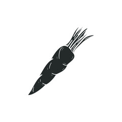 Carrot Vegetable Icon Silhouette Illustration. Healthy Fruit Vector Graphic Pictogram Symbol Clip Art. Doodle Sketch Black Sign.