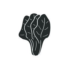 Chard Vegetable Icon Silhouette Illustration. Healthy Food Vector Graphic Pictogram Symbol Clip Art. Doodle Sketch Black Sign.