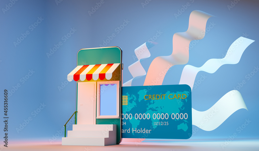 Aufkleber mobile app with online payment. purchases via smartphone. purchases in the online store. abstract st