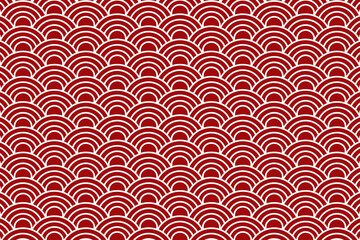 Japanese wave seamless pattern on red background vector