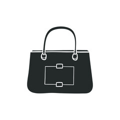 Leather Woman Bag Icon Silhouette Illustration. Fashion Accessory Vector Graphic Pictogram Symbol Clip Art. Doodle Sketch Black Sign.