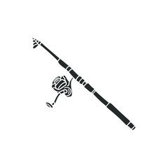 Fishing Rod Icon Silhouette Illustration. Fisherman Tools Vector Graphic Pictogram Symbol Clip Art. Doodle Sketch Black Sign.