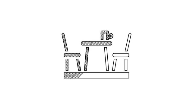 Black line French cafe icon isolated on white background. Street cafe. Table and chairs. 4K Video motion graphic animation