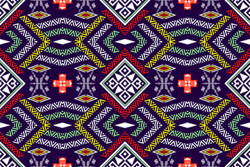 Geometric ethnic oriental seamless pattern traditional Design for background,carpet,wallpaper,clothing,wrapping,Batik,fabric,Vector illustration.embroidery style