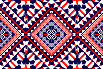 Geometric ethnic oriental seamless pattern traditional Design for background,carpet,wallpaper,clothing,wrapping,Batik,fabric,Vector illustration.embroidery style