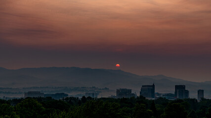 Fire Smoke over Boise Idaho causing dark skies