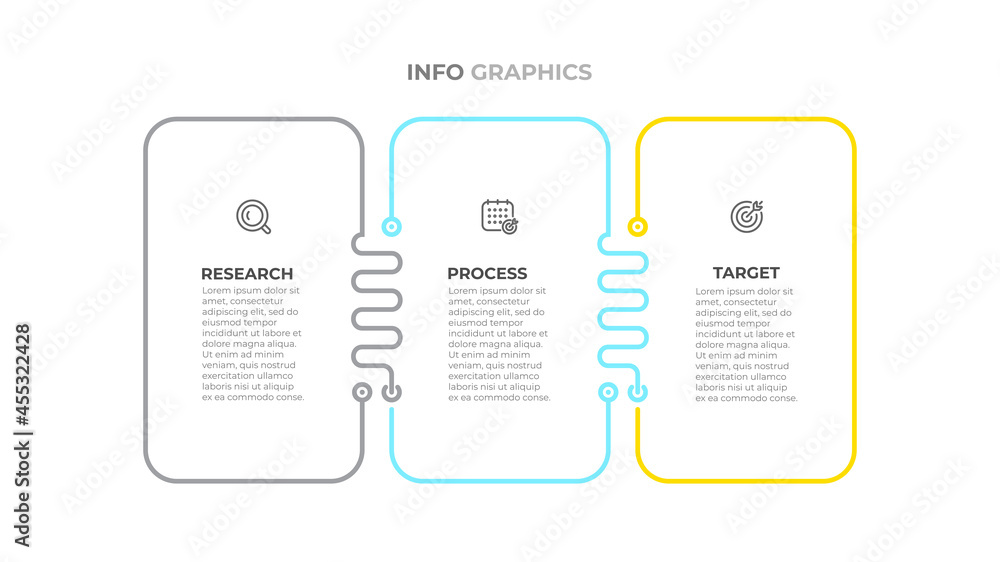 Poster business infographic template. timeline process elements design with thin line and 3 options. vector