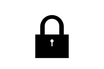 Classic closed lock illustartion. Black icon on a white background. Vector.