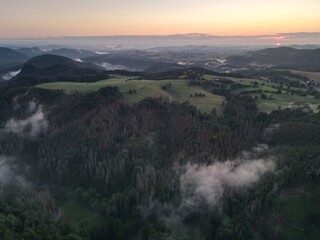 sunset over the clouds
