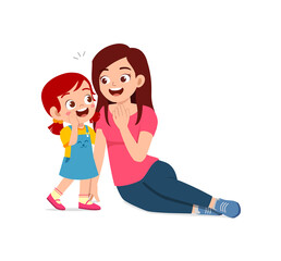 young woman whisper secret with cute little girl
