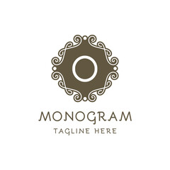 Obraz premium monogram luxury Logo vector template for Restaurant Royalty Boutique Cafe Hotel Jewelry Fashion.