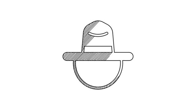 Black line Canadian ranger hat uniform icon isolated on white background. 4K Video motion graphic animation