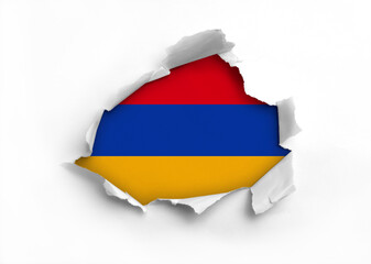 Flag of Armenia underneath the ripped paper