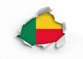 Flag of Benin underneath the ripped paper