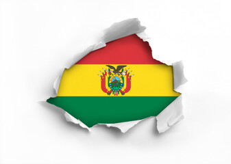 Flag of Bolivia underneath the ripped paper
