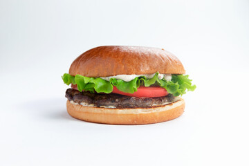 Perfect hamburger classic burger american cheeseburger with cheese, bacon, tomato