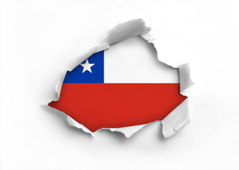 Flag of Chile underneath the ripped paper
