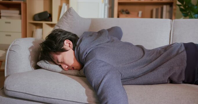 tired man feels exhaustion