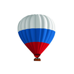 Naklejka premium Hot air red blue russian flag balloon vector illustration. Graphic isolated colorful parachute aircraft. Balloon festival.
